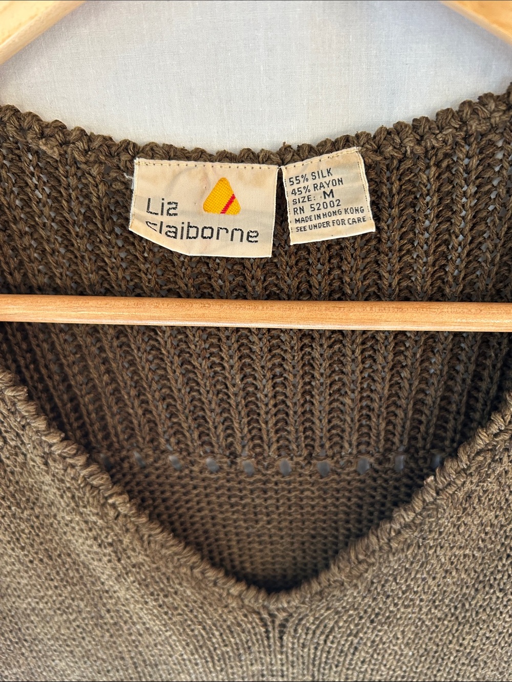 Vintage Liz Claiborne Dark Brown V-Neck Knit sweater vest - Picture 2 of 3